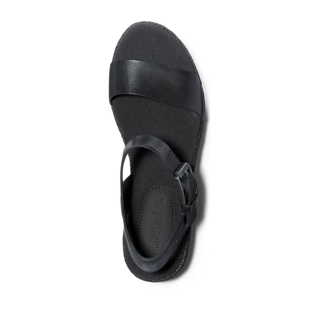 Timberland Womens Sandals Santorini Sun Ankle Strap - Black - India FA3961284